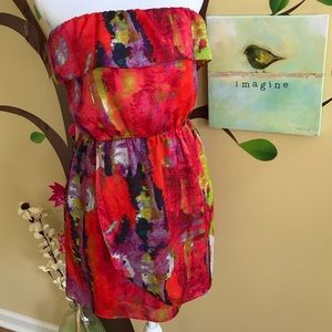 MM COUTURE Strapless Multi Color Dress Sz M